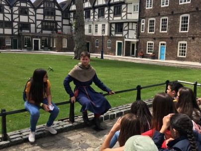 group of students in a class in the Tower of London