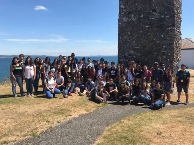 group of international high school students in Tenby Wales