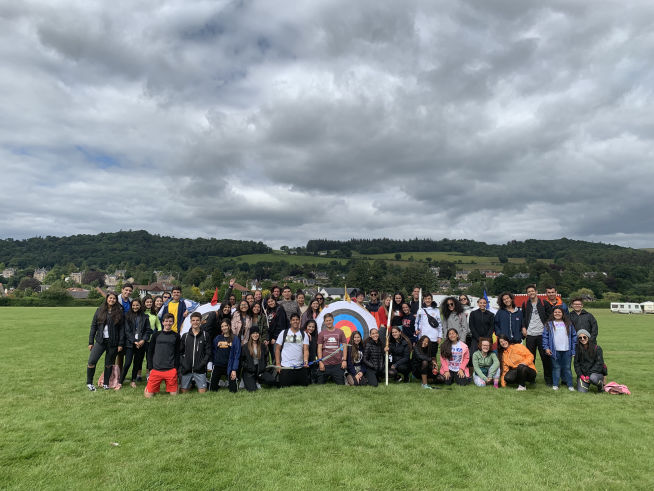 international student group after archery activity session in Scotland