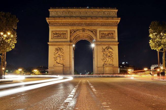 Arc de Triumph in Paris in the night during international program